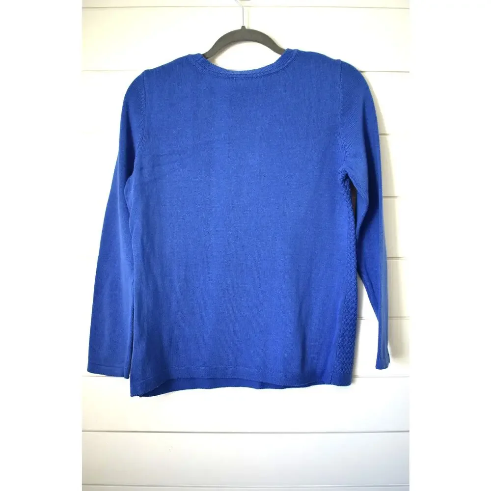 Talbots Outlet Sweater Size Medium Petite NWT Blue Pullover Waffle Knit Light